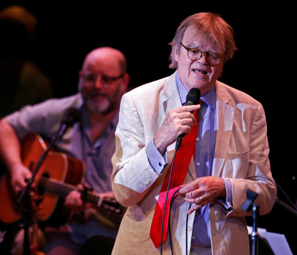 Garrison Keillor sings during the live broadcast of "A Prairie Home Companion" on May 21, 2016 at the State Theatre in Minneapolis. (Leila Navidi/Minneapolis Star Tribune/TNS)