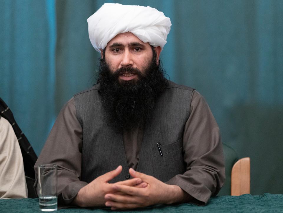 Mohammad Naeem, spokesman for the Taliban’s political office, during a news conference in Moscow, in March 2021AP