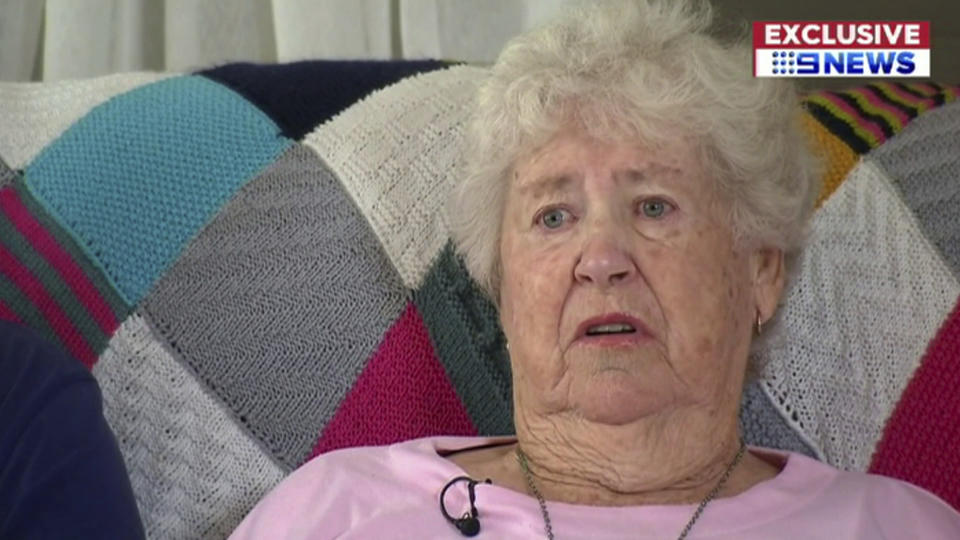 In this image made from a video, a woman who Australia's Nine Network television says is a grandmother of Brenton Harrison Tarrant, the Australian man accused of carrying out the mass shootings at two New Zealand mosques, is interviewed in Grafton, New South Wales, Australia Sunday, March 17, 2019. The woman, identified as Marie Fitzgerald, says, "It's just so much for everything to take in that somebody in our family would do anything like this." (CHANNEL 9 via AP)