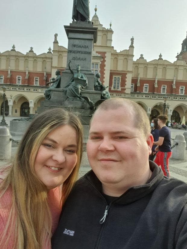 Lancashire Telegraph: Kayleigh and Liam Newton while they were in Poland
