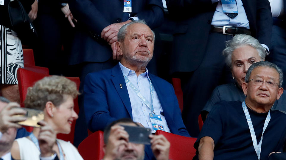 Lord Sugar in the stands during the UEFA Champions League Final at the Wanda Metropolitano, Madrid.