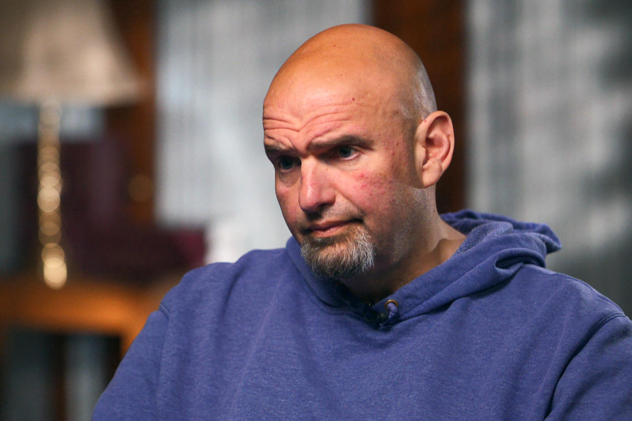 Sen. John Fetterman, D-Pa., is interviewed by Joe Scarborough on May 5, 2023. (NBC News)