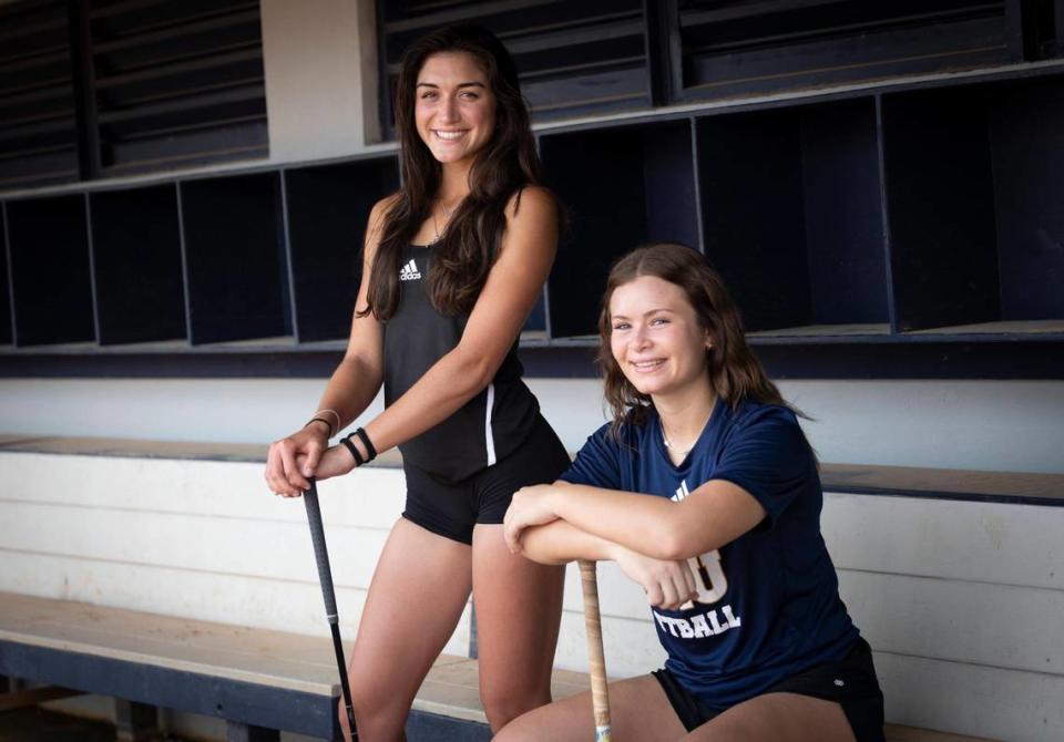 Karissa Kilby, junior golfer from from Honolulu, left, and Isabella Perez, sophomore softball player from Key West, pose for a photo on Wednesday, Aug. 30, 2023, at Florida International University. Kilby and Perez are from places far apart in the world but are both standout athletes in their perspective sports. Alie Skowronski/askowronski@miamiherald.com