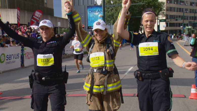 Edmonton first responders run half marathon in uniform for PTSD awareness