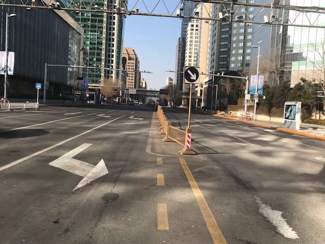 Empty streets in Beijing, China