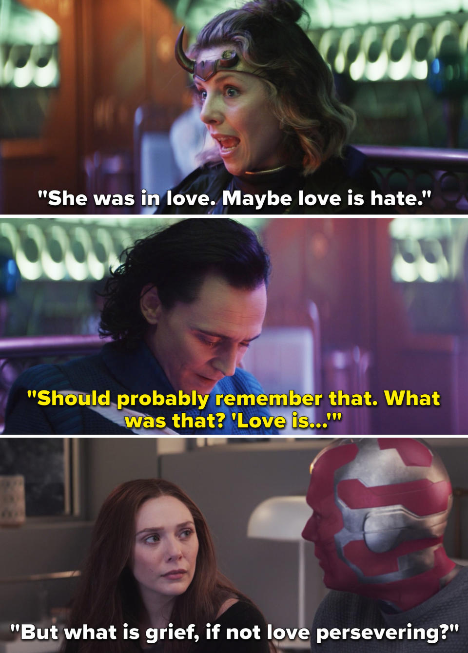 Later on, Loki also compares love to a dagger.