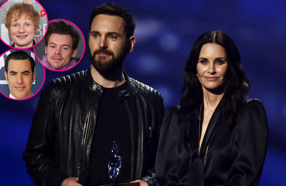 Ed Sheeran, Harry Styles and Sacha Baron Cohen: Courtney Cox and Johnny McDaid