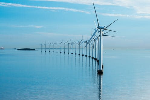 <span class="caption">More spin less gas?</span> <span class="attribution"><a class="link " href="https://www.shutterstock.com/image-photo/offshore-windmill-park-alternative-energy-windmills-1101570944?src=xVrHSYGsZ-3MFWTZv2pK6Q-1-12" rel="nofollow noopener" target="_blank" data-ylk="slk:Marc Stuber;elm:context_link;itc:0;sec:content-canvas">Marc Stuber</a></span>