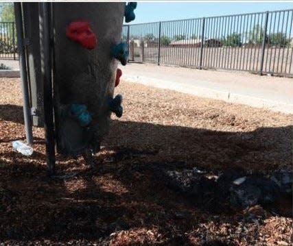 A man was arrested in connection to a serial arson case which damaged playground equipment at Lion's Park May 29, 2022.