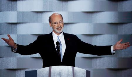 FILE PHOTO - Pennsylvania Governor Tom Wolf speaks on the final night of the Democratic National Convention in Philadelphia, Pennsylvania, U.S. July 28, 2016. REUTERS/Mike Segar/File Photo