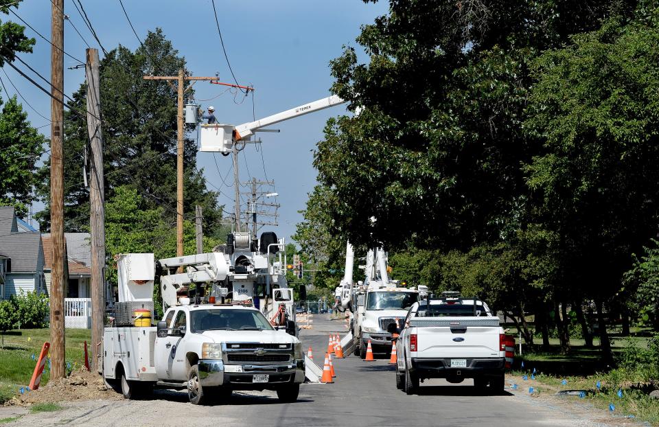 Work going on along Stanford Ave Friday, June 9, 2023, between 11th Street and Foxbridge Road.