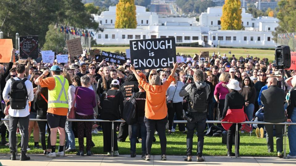 End to violence against women rally in Canberra.