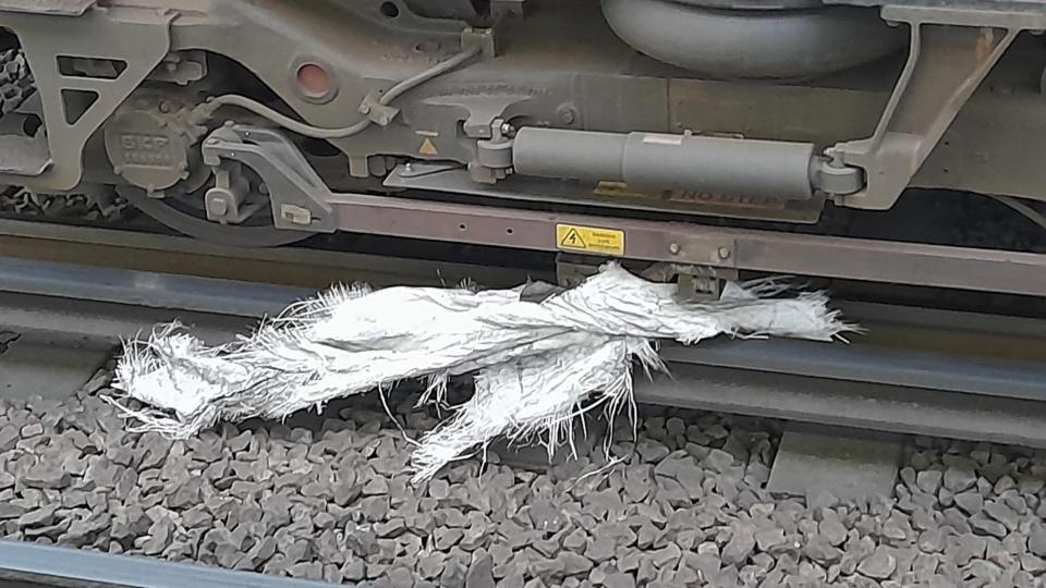 A bag on the line near Gatwick Airport (Twitter)