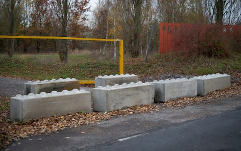 Anti-terror-style concrete blocks have also been left at some entrances to UK farms to deter fly-tippers - Credit: Christopher Pledger