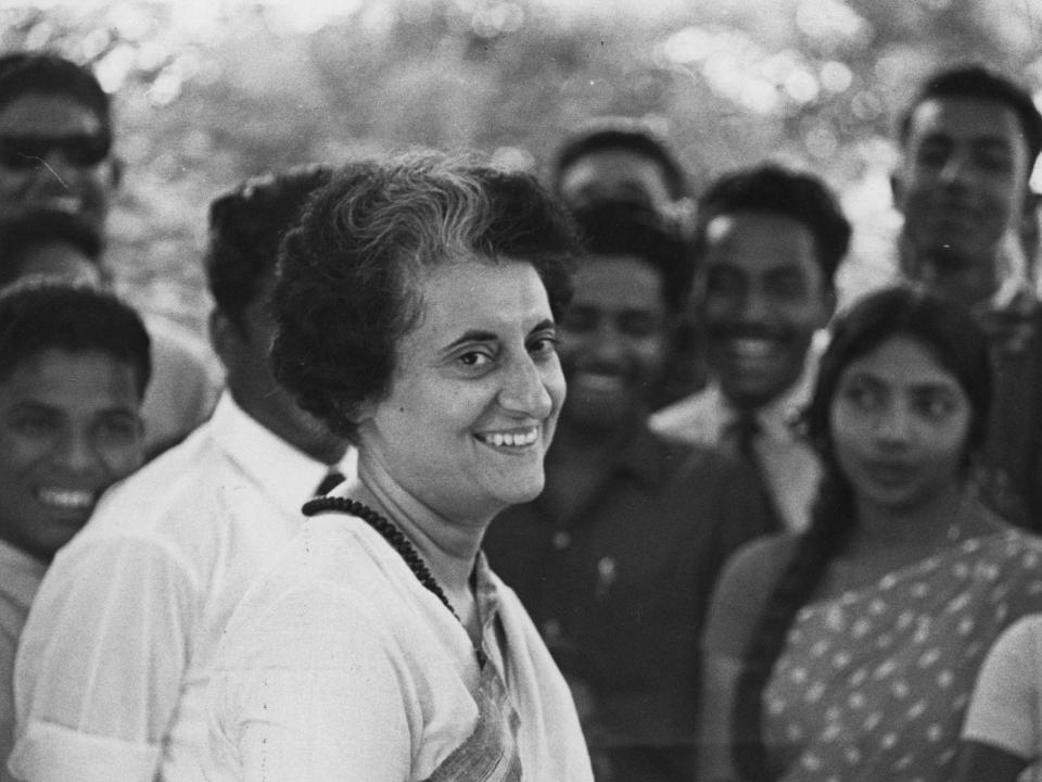 Mrs Indira Gandhi (born Indira Priyardarshini Nehru, 1917 - 1984), prime minister of India.