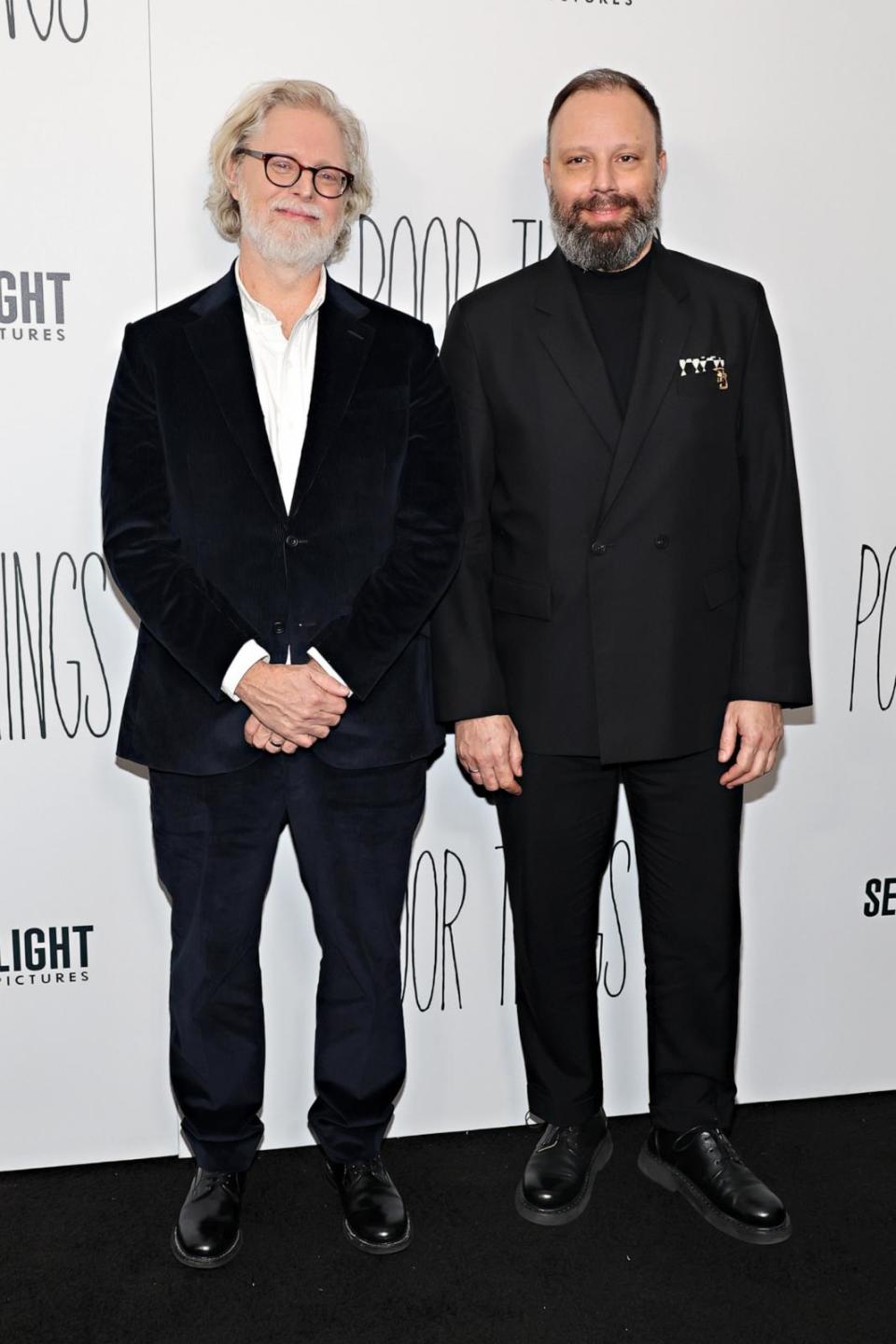 PHOTO: Tony McNamara and Yorgos Lanthimos attend the 'Poor Things' premiere at DGA Theater on Dec. 6, 2023, in New York. (Cindy Ord/WireImage via Getty Images)