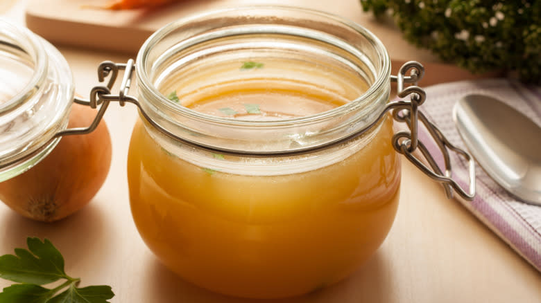 Jar of chicken broth