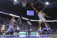 Jan 22, 2019; Lexington, KY, USA; Kentucky Wildcats guard Keldon Johnson (3) makes a layup against the Mississippi State Bulldogs in the second half at Rupp Arena. Kentucky won 76-55. Mandatory Credit: Mark Zerof-USA TODAY Sports