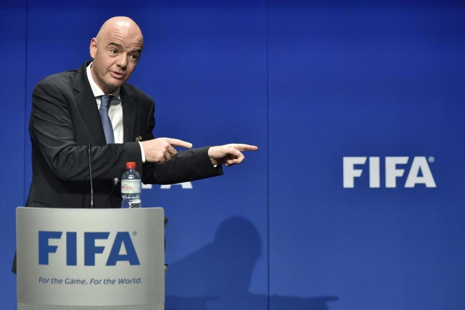 FIFA President Gianni Infantino at a press briefing closing a meeting of the executive council on January 10, 2017 at FIFA headquarters in Zurich. (AFP/Getty Images)