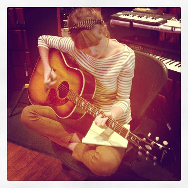 Celebrity Twitpics: Following her split from One Direction’s Harry Styles, Taylor Swift tweeted this photo of herself back in the recording studio. Probably writing songs about Hazza.