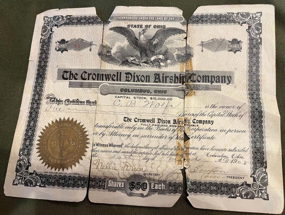 The certificate for Dixon's company in 1911