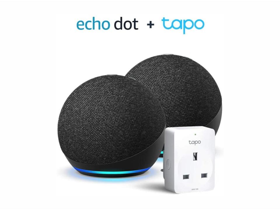 Echo dot (4th generation), 2-pack + TP-link tapo P100 smart plug: Was £112.97, now £49.98, Amazon.co.uk (Amazon)