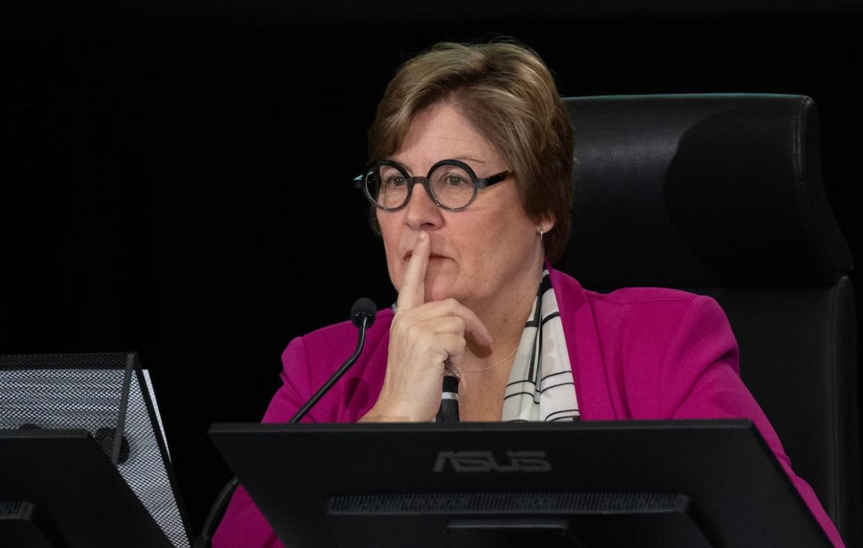 Commissioner Justice Marie-Josee Hogue listens to counsel at the Public Inquiry Into Foreign Interference in Federal Electoral Processes and Democratic Institutions on Monday, January 29, 2024 in Ottawa.  (Adrian Wyld/The Canadian Press - image credit)