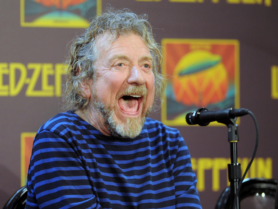 Led Zeppelin singer Robert Plant participates in a press conference ahead of the worldwide theatrical release of "Celebration Day", a concert film of their 2007 London O2 arena reunion show, at the Museum of Modern Art on Tuesday, Oct. 9, 2012 in New York. (Photo by Evan Agostini/Invision/AP)