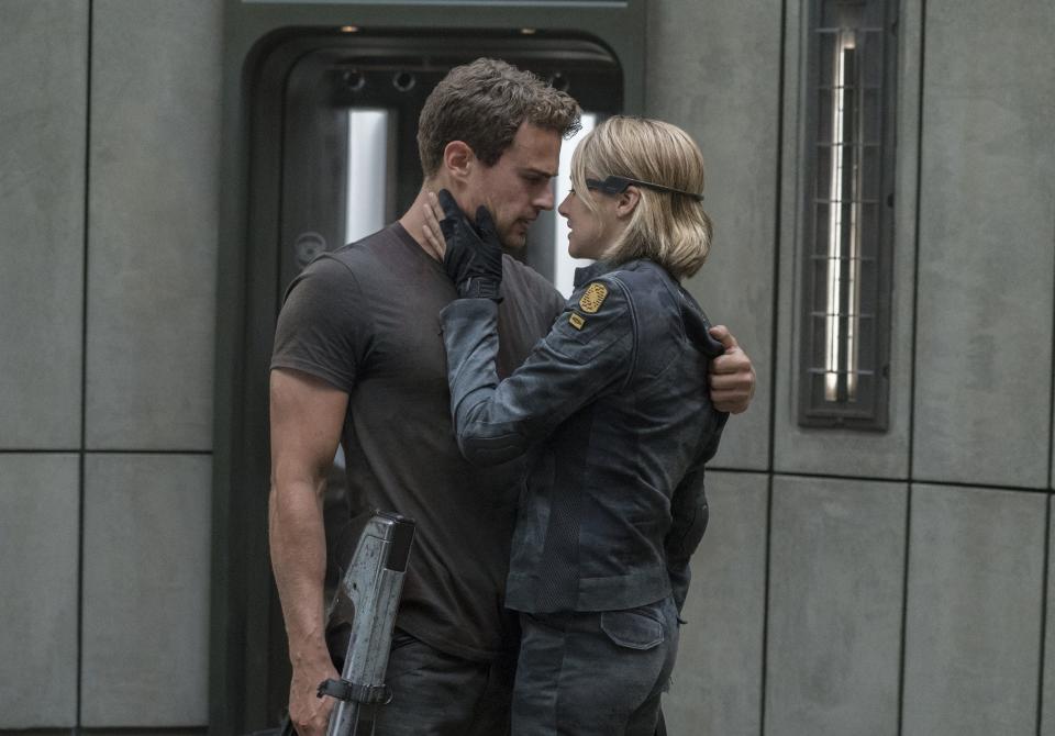 a still of theo james and shailene woodley from the film allegiant