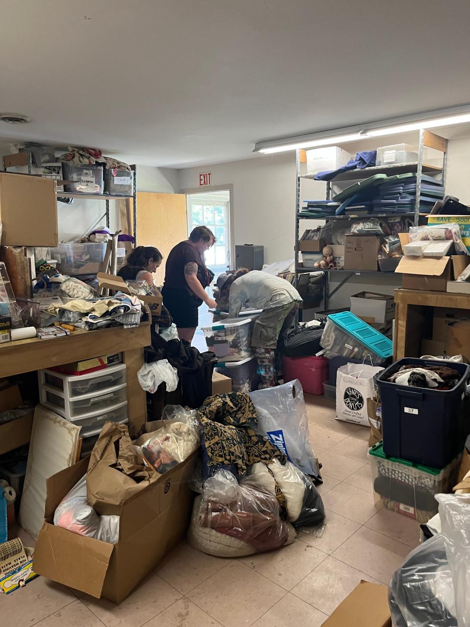 Stashes of fabric are donated and sorted at Swanson’s Fabrics in Turners Falls.