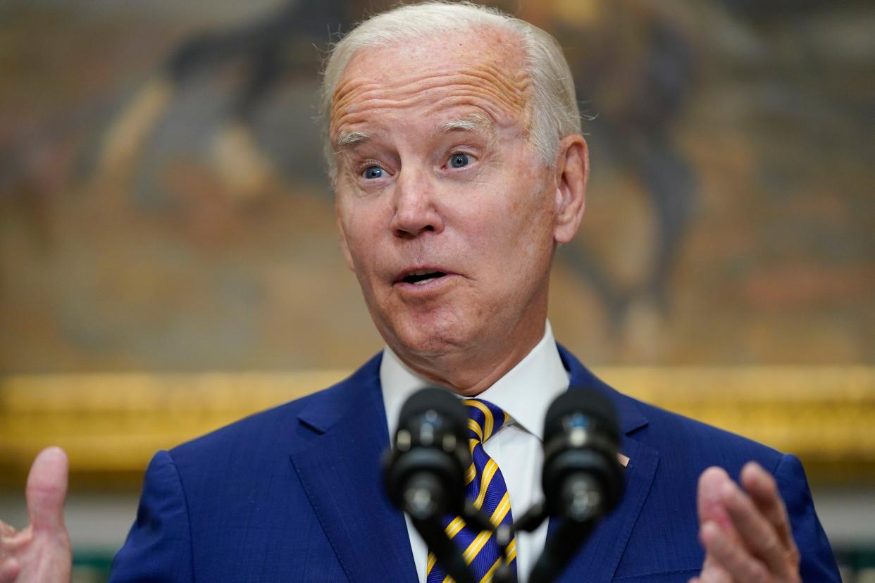 President Biden speaks about student loan debt forgiveness in the Roosevelt Room of the White House, Aug. 24, 2022, in Washington. 