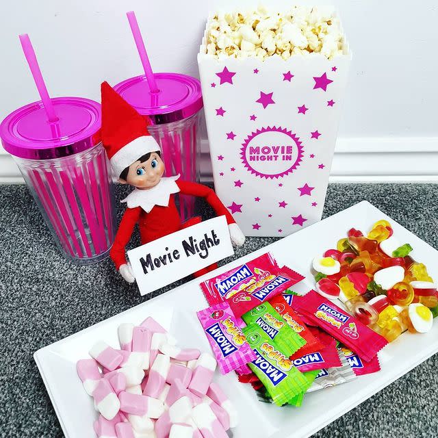 34) Elf on the Shelf hosting movie night