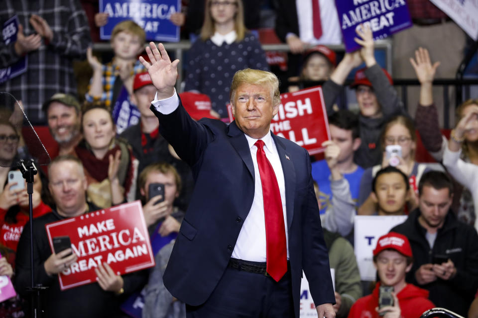 President Trump at a campaign rally in Fort Wayne, Ind. (Aaron P. Bernstein/Getty Images)