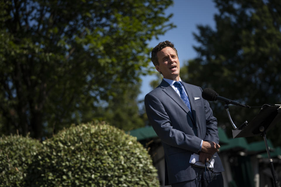 WASHINGTON, DC - AUGUST 05: Joseph Lavorgna, Chief Economist of the National Economic Council (NEC), speaks to reporters outside of the West Wing of the White House on August 5, 2020 in Washington, DC. (Photo by Drew Angerer/Getty Images)