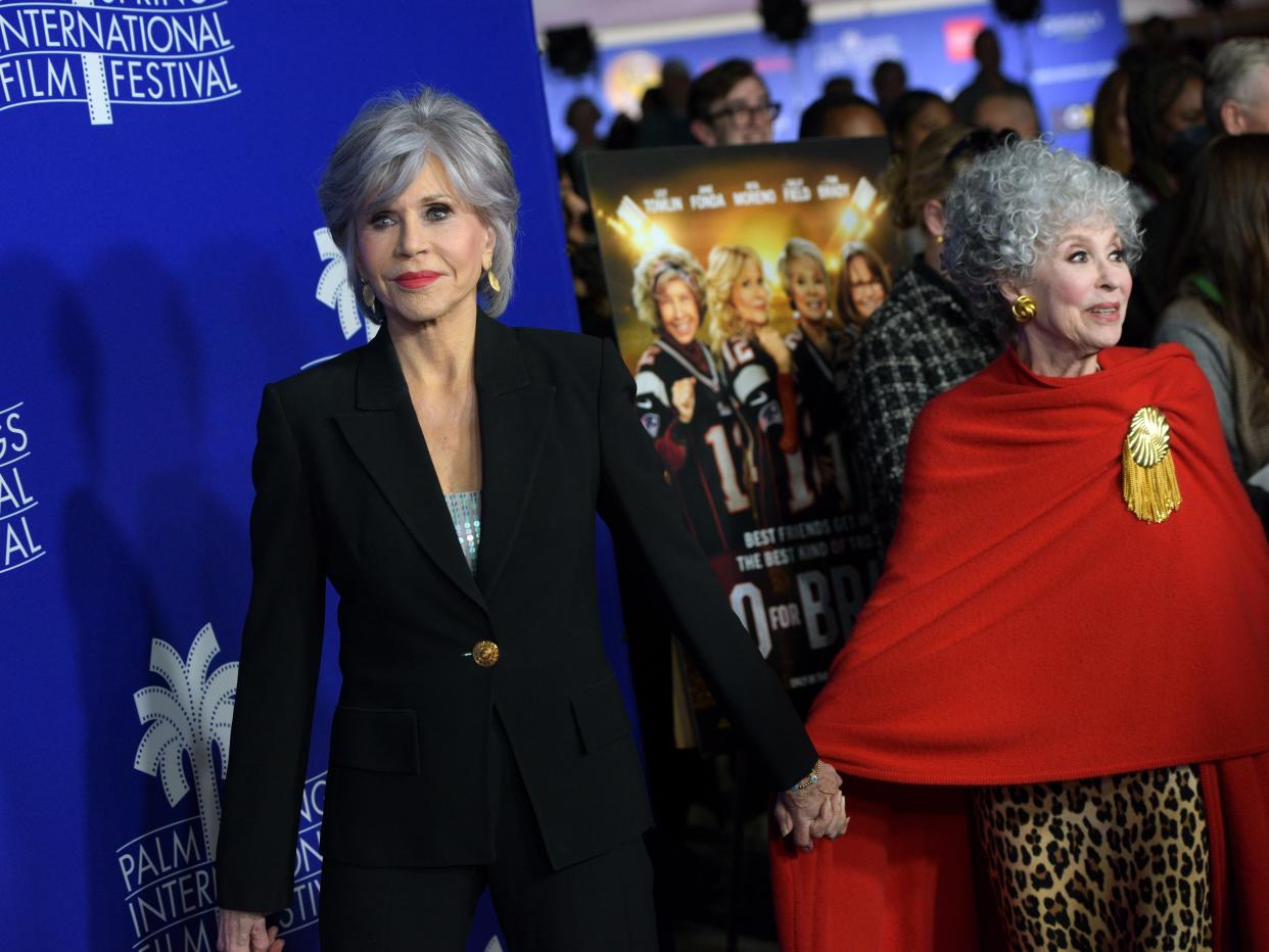 Jane Fonda and Rita Moreno attend the world premiere opening night screening of “80 For Brady” during the 34th Annual Palm Springs International Film Festival on January 06, 2023.