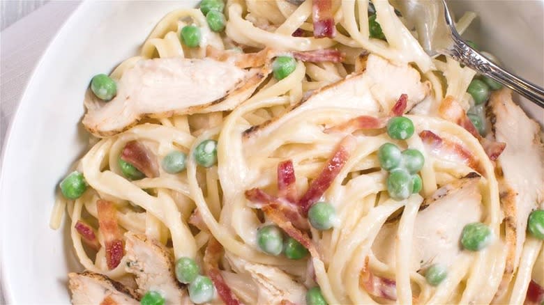 Pasta Carbonara white bowl