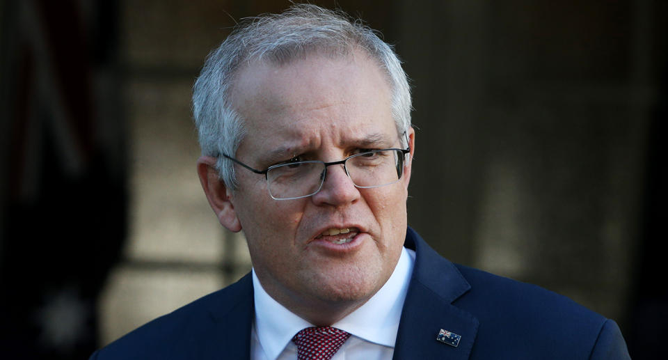 Scott Morrison told reporters on Monday he is urging Australians to leave the Ukraine over fears of a Russian invasion. 