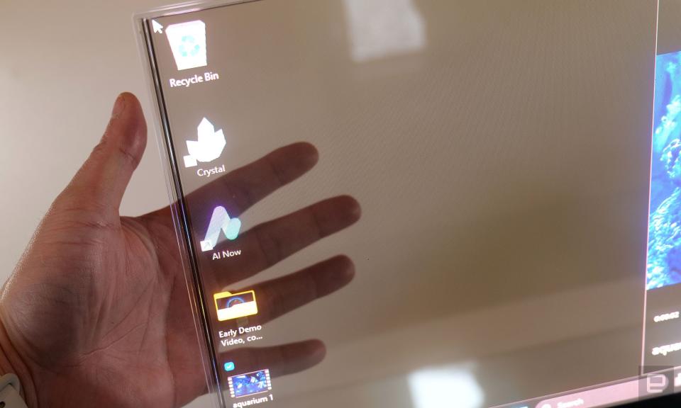 <p>In-person photos of Lenovo's new concept device -- Project Crystal -- which the company claims is the world's first laptop with a transparent micro LED display.</p>
