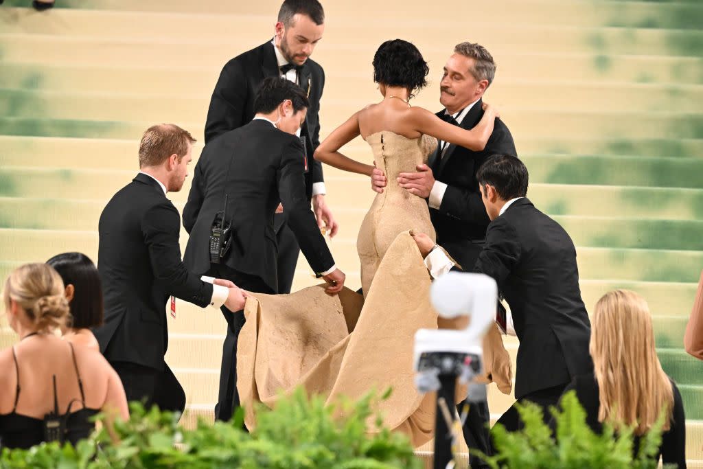 new york, new york may 06 tyla attends the 2024 met gala celebrating sleeping beauties reawakening fashion on may 06, 2024 in new york city photo by noam galaigc images