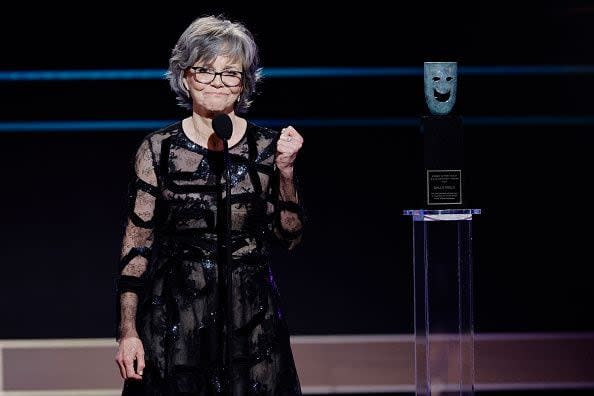 LOS ANGELES, CALIFORNIA - FEBRUARY 26: Honoree Sally Field accepts the SAG Life Achievement Award onstage during the 29th Annual Screen Actors Guild Awards at Fairmont Century Plaza on February 26, 2023 in Los Angeles, California. (Photo by Kevin Winter/Getty Images)