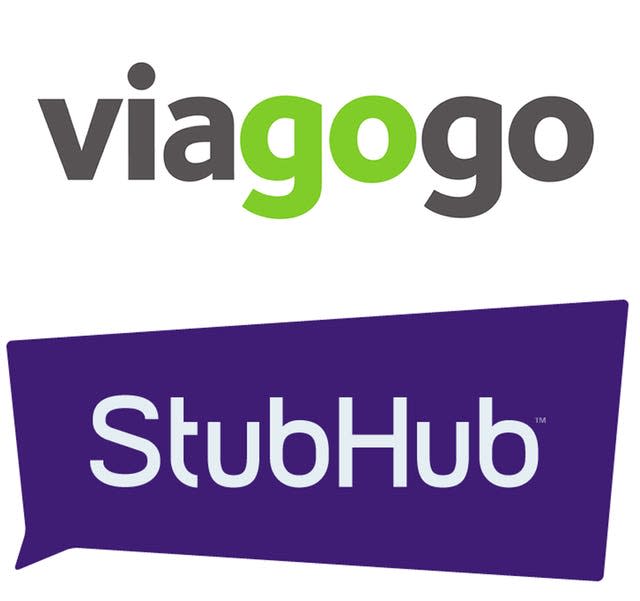 The logos of Viagogo, top, and StubHub