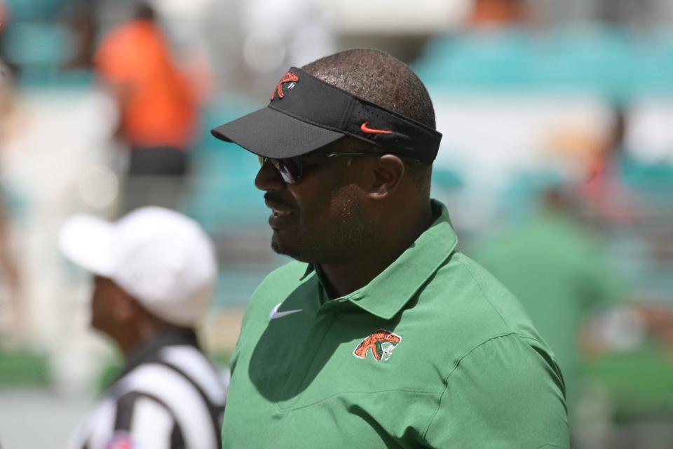 Florida A&M University head coach Willie Simmons rejoices during pregame at Orange Blossom Classic, Sept. 4, 2022