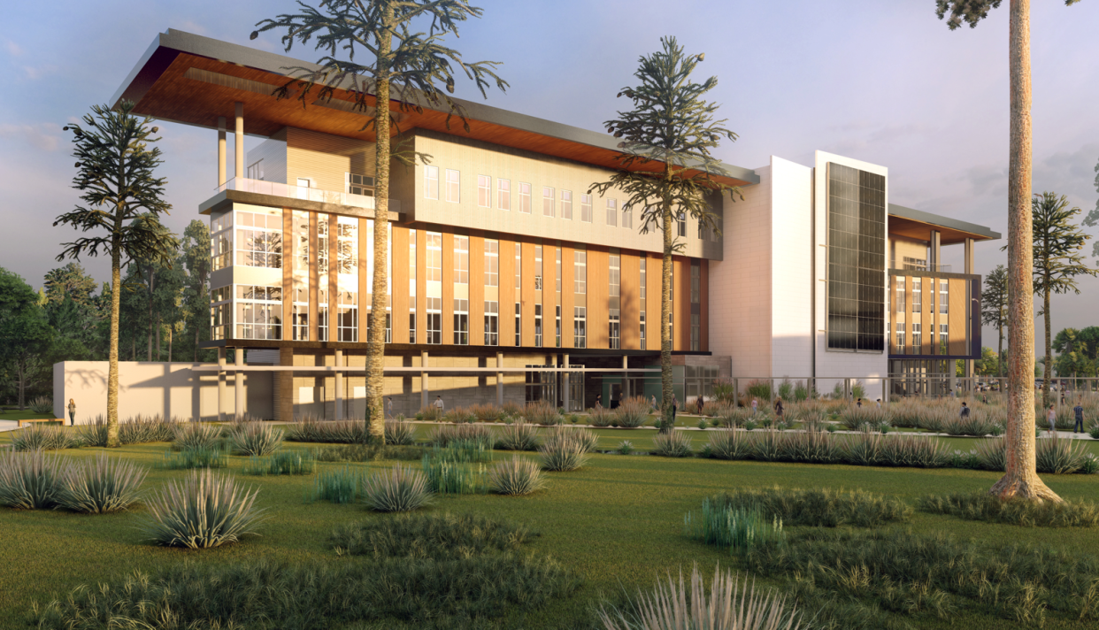 Rendering of the 84,000-square-foot building that will house the new dental school at Palm Beach State College's Loxahatchee Groves campus. The dental and medical services technology facility is expected to cost $50 million. Groundbreaking will occur later this year.