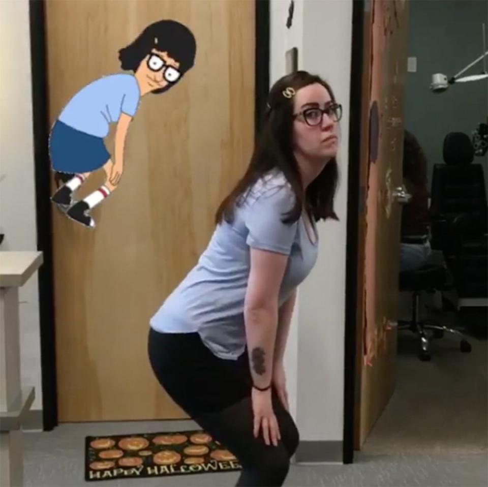 Get your <a href="https://giphy.com/gifs/bobs-burgers-3o6ZtpWvwnhf34Oj0A" rel="nofollow noopener" target="_blank" data-ylk="slk:Tina from Bob's Burgers' body roll;elm:context_link;itc:0;sec:content-canvas" class="link ">Tina from <em>Bob's Burgers</em>' body roll</a> on. The more deadpan, the better.