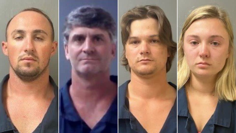 From left, Zachary Shipman, 25; Richard Roberts, 48; Allen Todd, 23; and Mary Todd, 21, face assault charges. - Montgomery Police Department