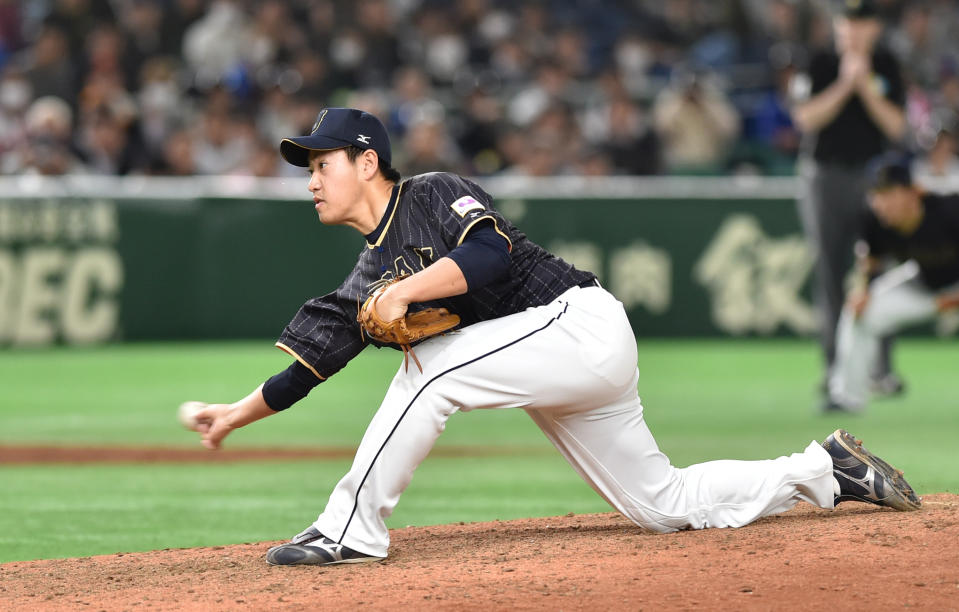 牧田和久經歷豐富，也曾多次入選日本武士隊。（KAZUHIRO NOGI/AFP via Getty Images）