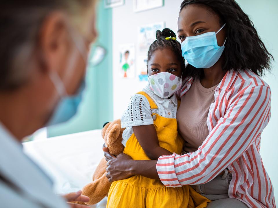 Mother and daughter at the pediatric office