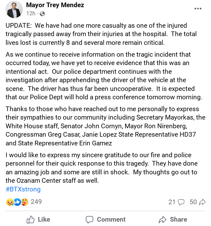 Brownsville’s mayor gives an update on the incident (Trey Mendez/Facebook)