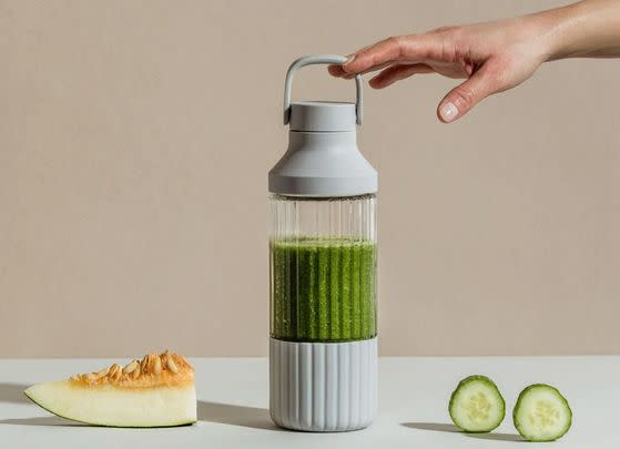 A portable bottle with an infusion chamber perfect for adding fruit, herbs and other ingredients