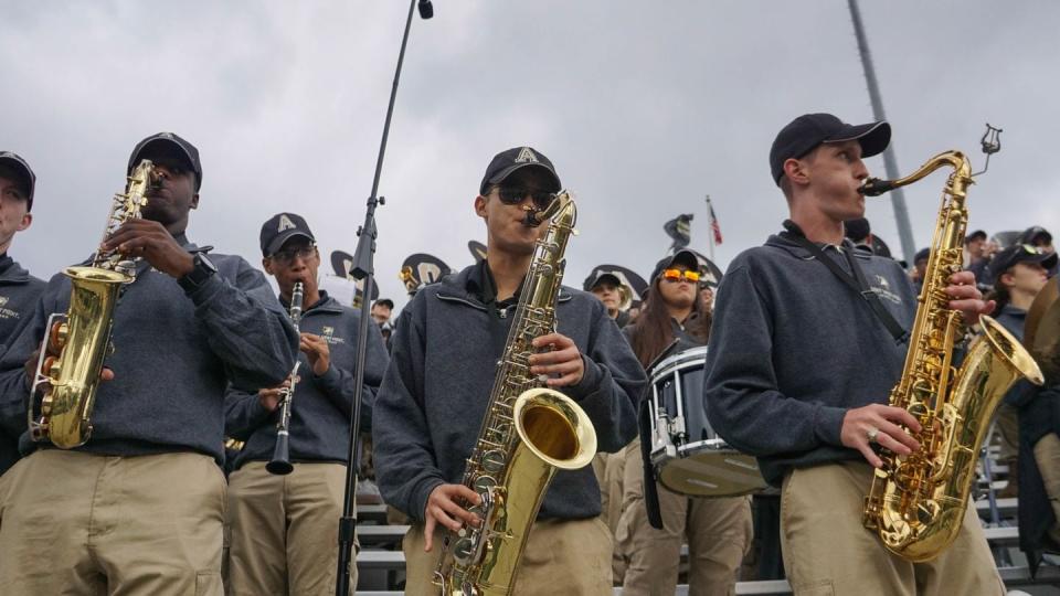 Members of the U.S. Military Academy at West Point Spirit Band performing in 2018. (Army)